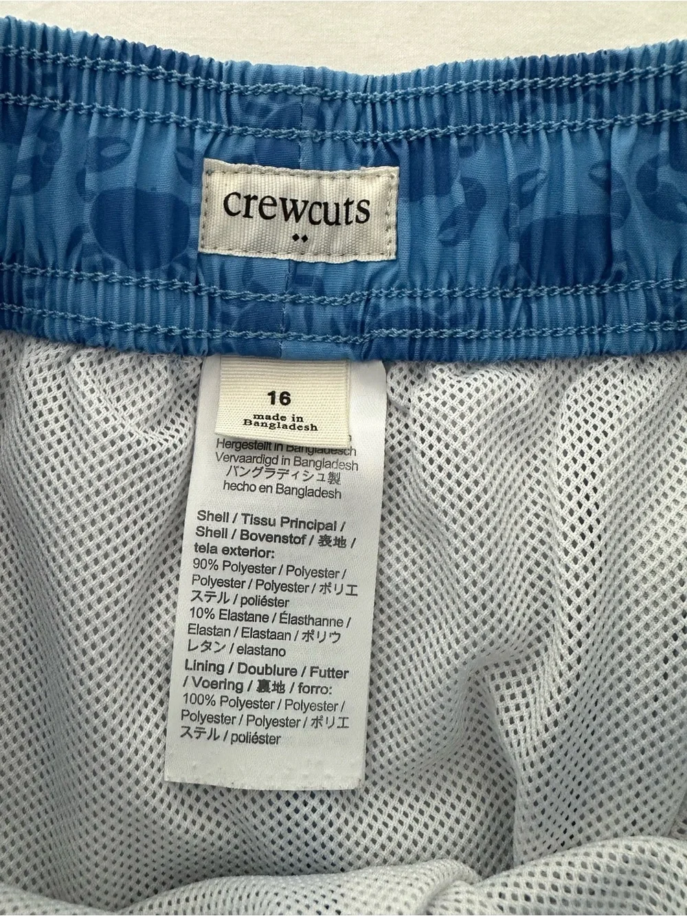 J.crew Crew Cuts Boys Drawstring Swimsuit Lined Blue Crabs- Size 16